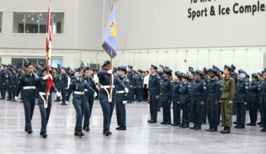 Members of 767 Dearman Royal Canadian Air Cadets during their 59th annual ceremonial review at North Surrey Sports & Ice Complex on Saturday, May 30, 2026. (Contributed to Surrey Now-Leader)