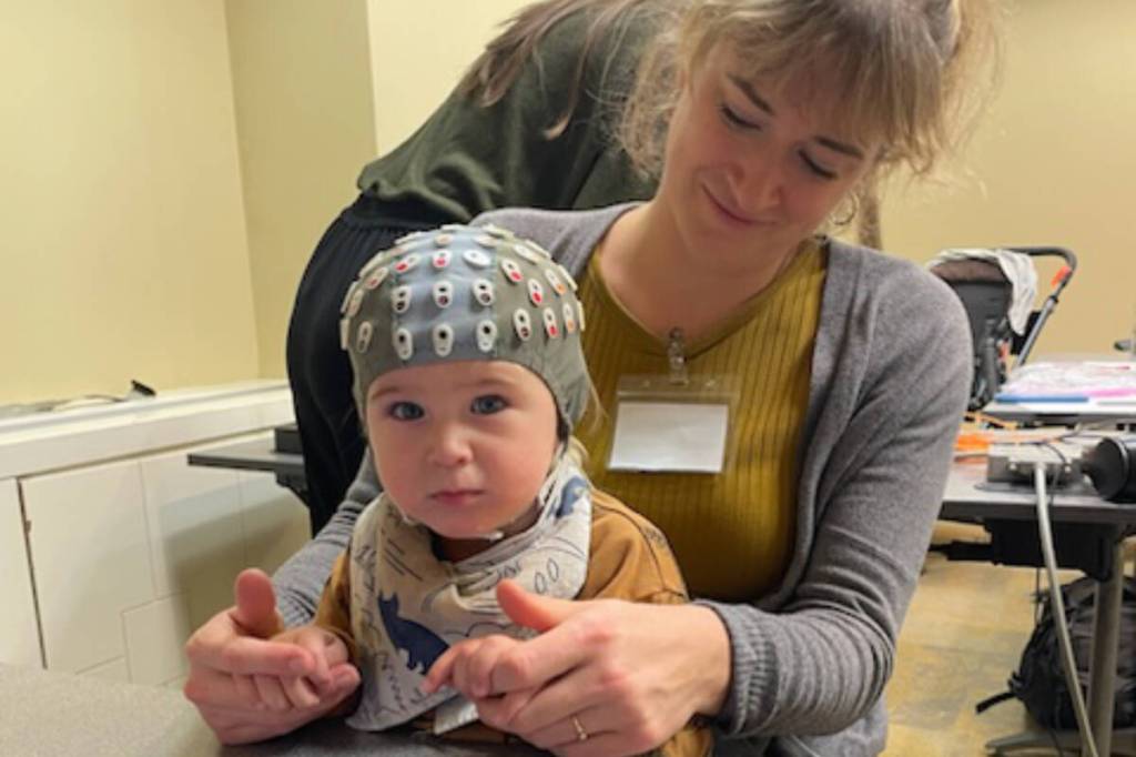 Kelsey Christofi and Kalliopi during a Delaware conference where the Esquimalt family met other families and girls with DDX3X Syndrome. (Courtesy Christofi family)