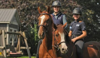 Equestrian sisters 18-year-old Shelby Kramp, left, and 13-year-old Alexis are pictured at their Chilliwack farm in 2025. (Black Press file photo)