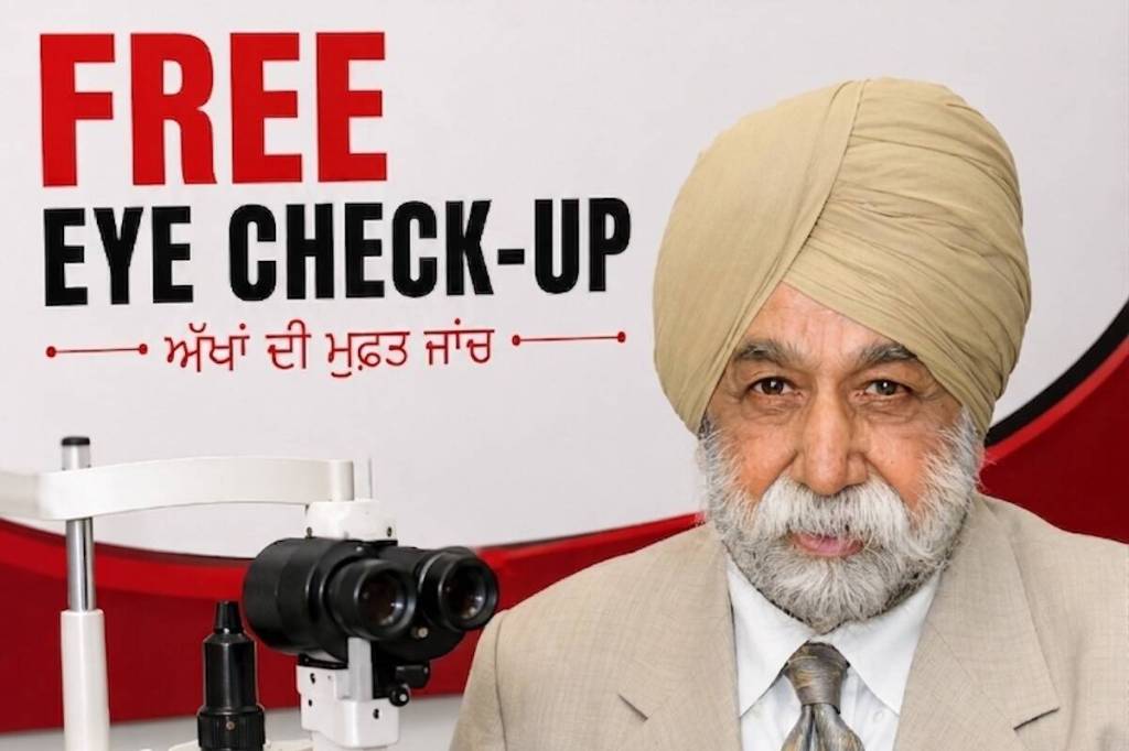 Anup Singh Jubbal at an eye clinic hosted by Canadian Eyesight Global, the charity he founded in 1989. (Contributed to Surrey Now-Leader)