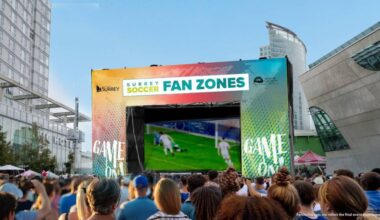 City of Surrey-issued rendering of a Surrey Soccer Fan Zone to be set up at Surrey Civic Plaza for FIFA World Cup 26 matches starting Thursday, June 11, for a month-plus. See listing under Festivals. (Contributed to Surrey Now-Leader)