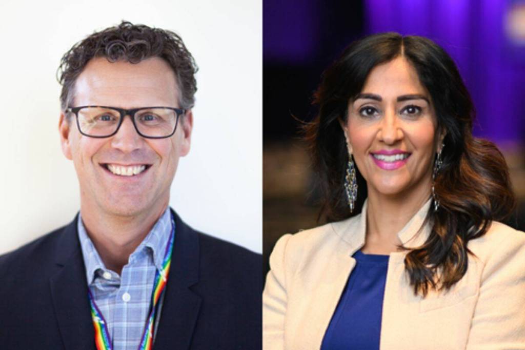 Surrey Schools superintendent Mark Pearmain (left) and Vancouver psychiatrist Dr. Shimi Kang are set to talk to parents about healthy and non-healthy AI tools and usage on June 11. (Surrey Schools/Contributed to Peace Arch News)
