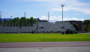 Preparations for CFL games to be played at the Apple Bowl are underway in Kelowna (Brayden Ursel / Black Press)