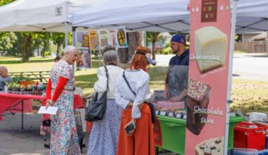 A vendor selling cakes at Surrey&rsquo;s Urban Farmers Market in Royal Kwantlen Park in Surrey on Saturday, June 13, 2026. (Anna Burns/ Surrey Now-Leader)