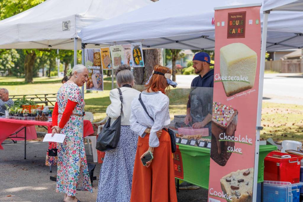 A vendor selling cakes at Surrey&rsquo;s Urban Farmers Market in Royal Kwantlen Park in Surrey on Saturday, June 13, 2026. (Anna Burns/ Surrey Now-Leader)