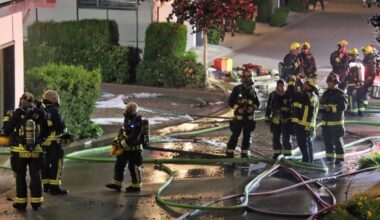 Firefighters in Surrey were busy fighting a townhouse fire in South Newton Sunday night (June 14). (Riya Toor/Contributed to Peace Arch News)