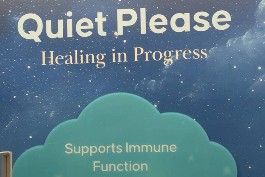 A mural installed along a hallway in Peace Arch Hospital&rsquo;s emergency department as part of a sleep-hygiene initiative encourages visitors, patients and staff to keep noise levels low. (Contributed to Peace Arch News)