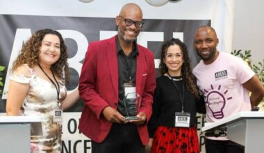 Surrey Schools racial equity manager Nick Brown (centre) is one of this year&rsquo;s award recipients at the ABEEL Foundation&rsquo;s Shaping the Future of High School Program National Awards. (Surrey Schools/Contributed to Peace Arch News)