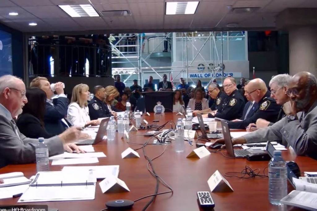 Surrey Police Board meeting on June 17. The next one is set for September 10. (Screen shot)