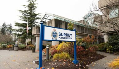 Surrey Police Service headquarters in Newton. (Anna Burns/Surrey Now-Leader file)
