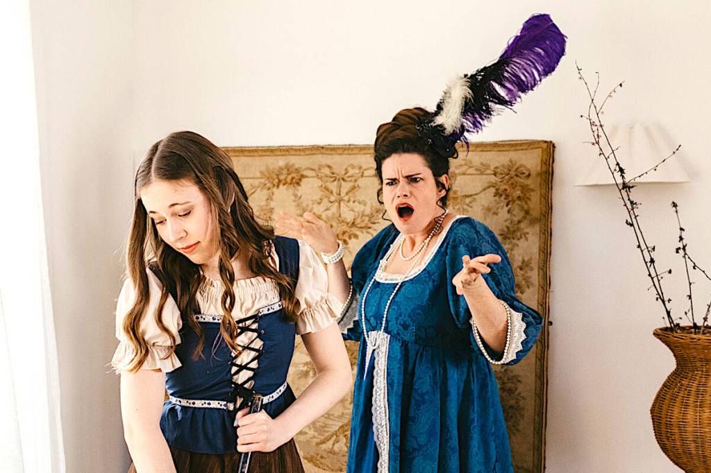 Tori Kazemir as Ella, left, and Gina Geoghegan as Madame in Rodgers & Hammerstein&rsquo;s &ldquo;Cinderella&rdquo; staged by Fraser Valley Musical Theatre at Surrey Arts Centre from June 26 to July 5, 2026. (Contributed to Surrey Now-Leader)
