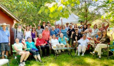 Broombusters Invasive Plant Society and guests celebrate the group&rsquo;s 20th anniversary. (Contributed photo)