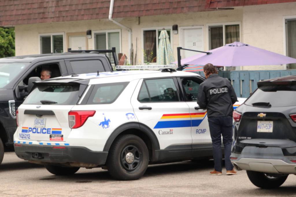 Police could be seen at Brookside Gardens Estates in Vernon Saturday afternoon, June 21, 2025. (Brendan Shykora/Morning Star)