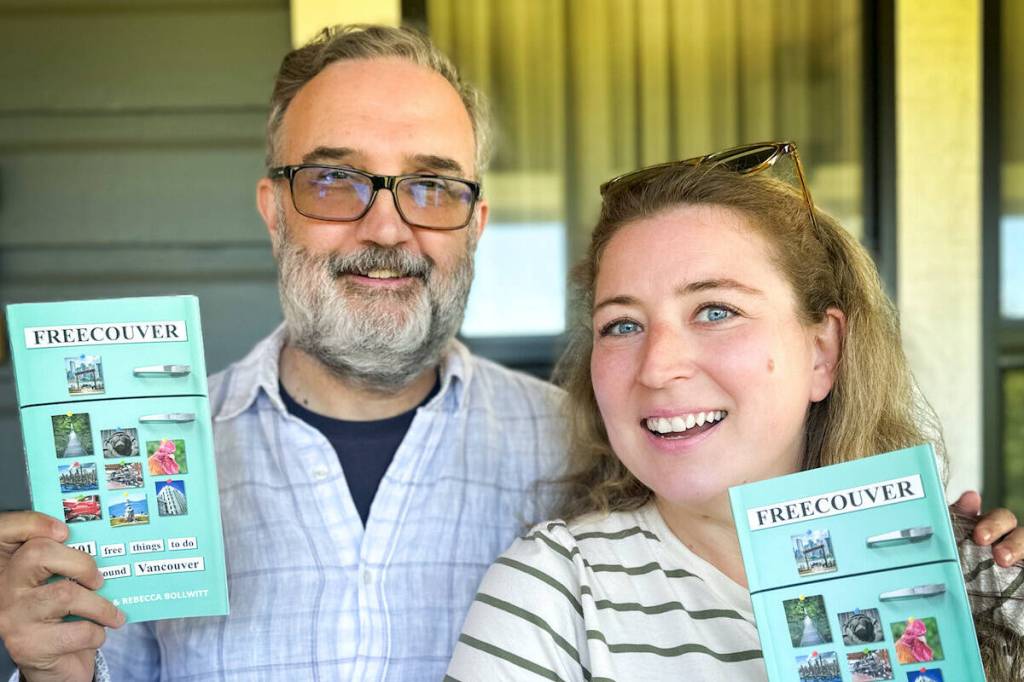 Co-authors John Lee and Rebecca Bollwitt with copies of their new book, &ldquo;Freecouver: 101 Free Things to Do In & Around Vancouver,&rdquo; published by Tidewater Press and distributed by Simon & Schuster in June 2026. (Contributed to Surrey Now-Leader)
