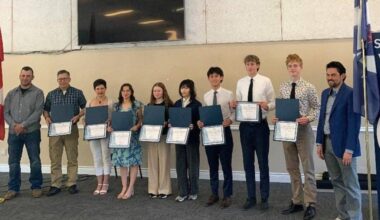 South Surrey and White Rock Conservative Association award 8 Grade 12 students leadership awards. (South Surrey White Rock Conservative Association/Contributed to Peace Arch News)