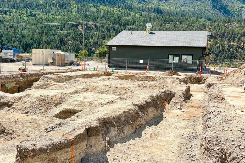 Service trenches have been dug on the site of the new Lytton municipal building (foreground), while the newly re-built Lytton Legion in the background should be ready to open this fall. (Lytton Legion Branch #162)