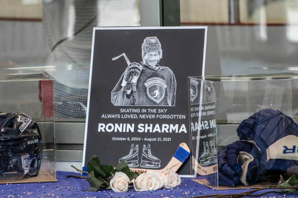 Ronin Sharma was killed Aug. 21, 2021 in Surrey, in an early-morning car crash that also claimed the lives of his friends and Delta Hockey Academy teammates Parker Magnuson and Caleb Reimer. (roninsharmafoundation.com)