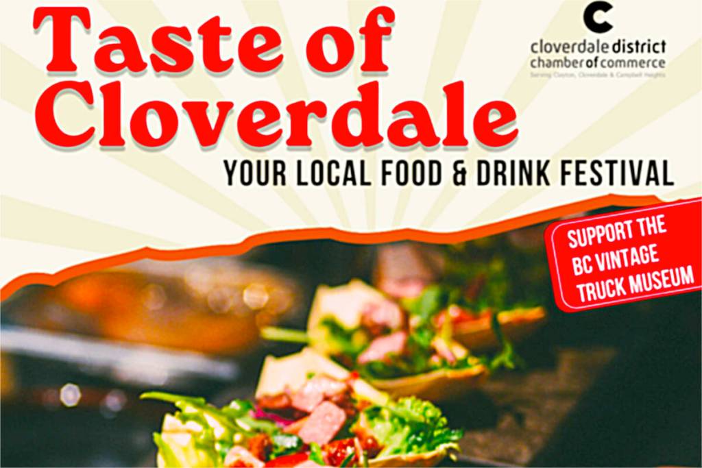 Close up of the poster for Taste of Cloverdale. The event returns to the Cloverdale Fairgrounds Aug. 21. (Image via cloverdalechamber.ca)