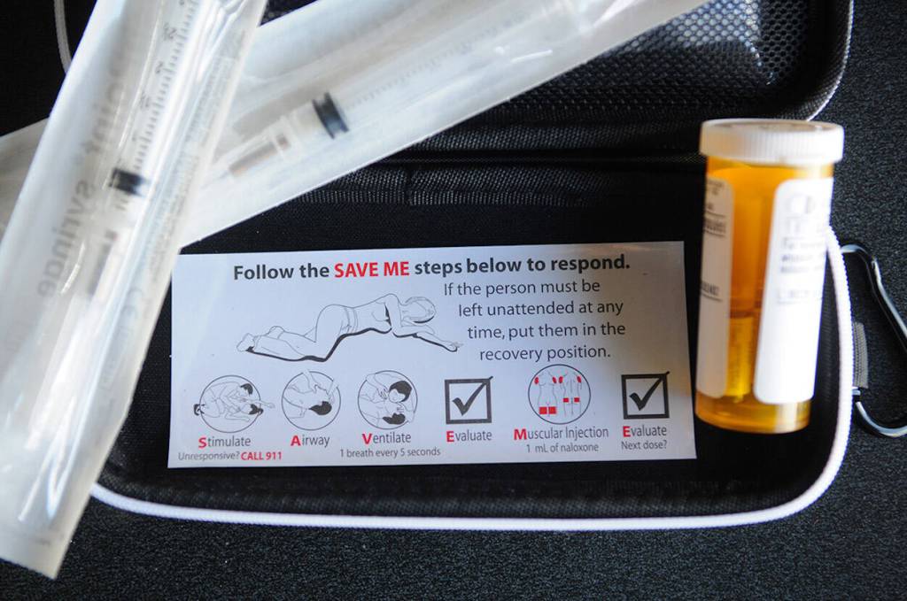 A take-home naloxone kit. A new study says the kits prevented 78 per cent of potential fatal overdoses from 2019 to 2024. (Samantha Holomay/Chilliwack Progress file)