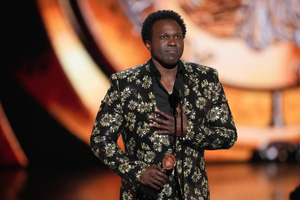 Charles Sykes/Invision
Joshua Henry accepts the award for best performance by an actor in a leading role in a musical for Ragtime during the 79th Tony Awards on Sunday.
