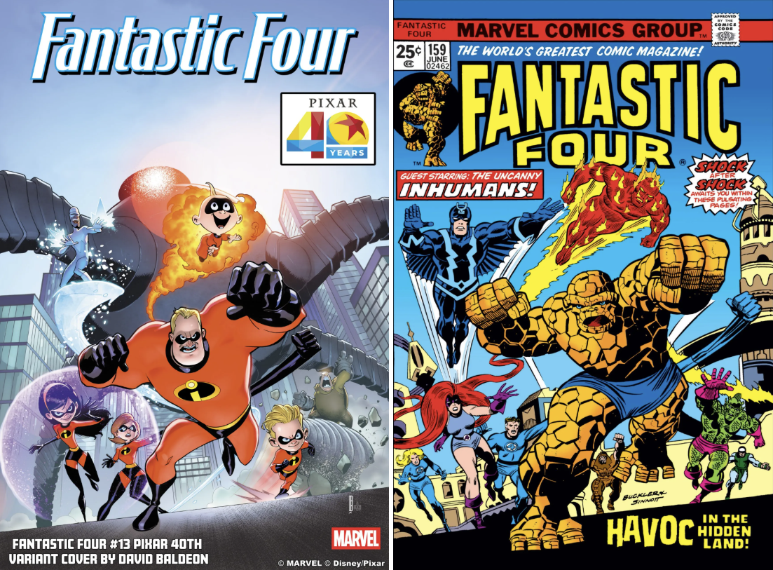 Marvel comic cover and Pixar anniversary cover variant