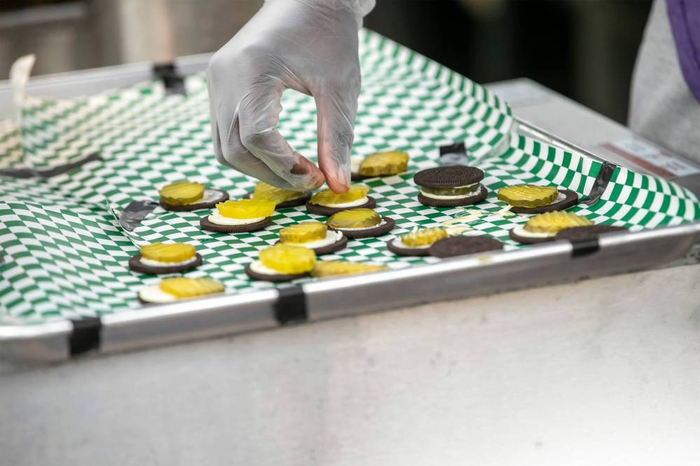 BROOK JONES/FREE PRESS
Pickles are added to Oreo cookies before they are dipped in batter and deep-fried.