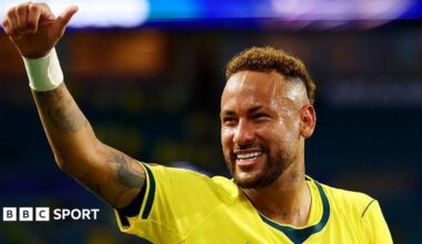 Neymar in action for Brazil