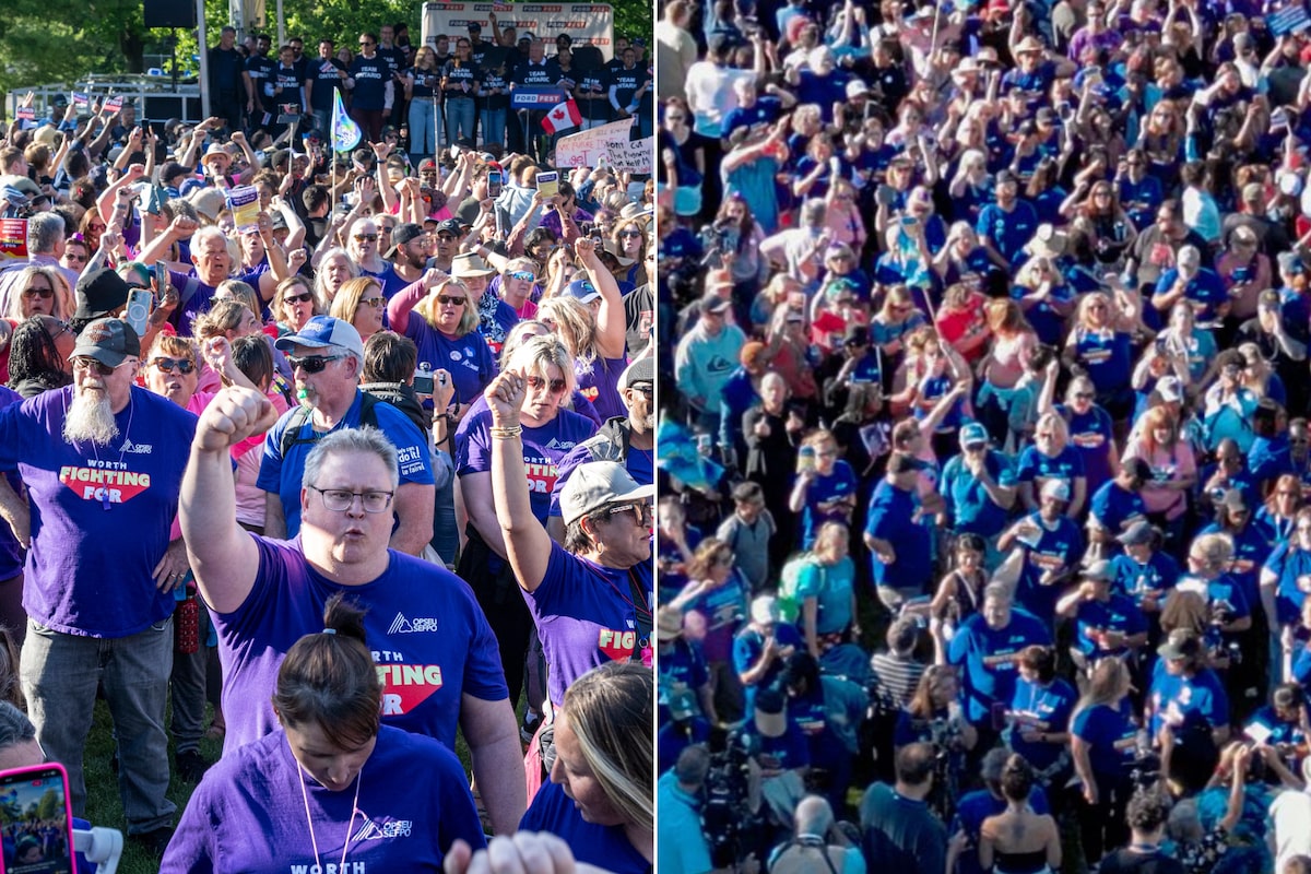 Ford government denies altering pictures of union protesters, says it corrected ‘orange hue’