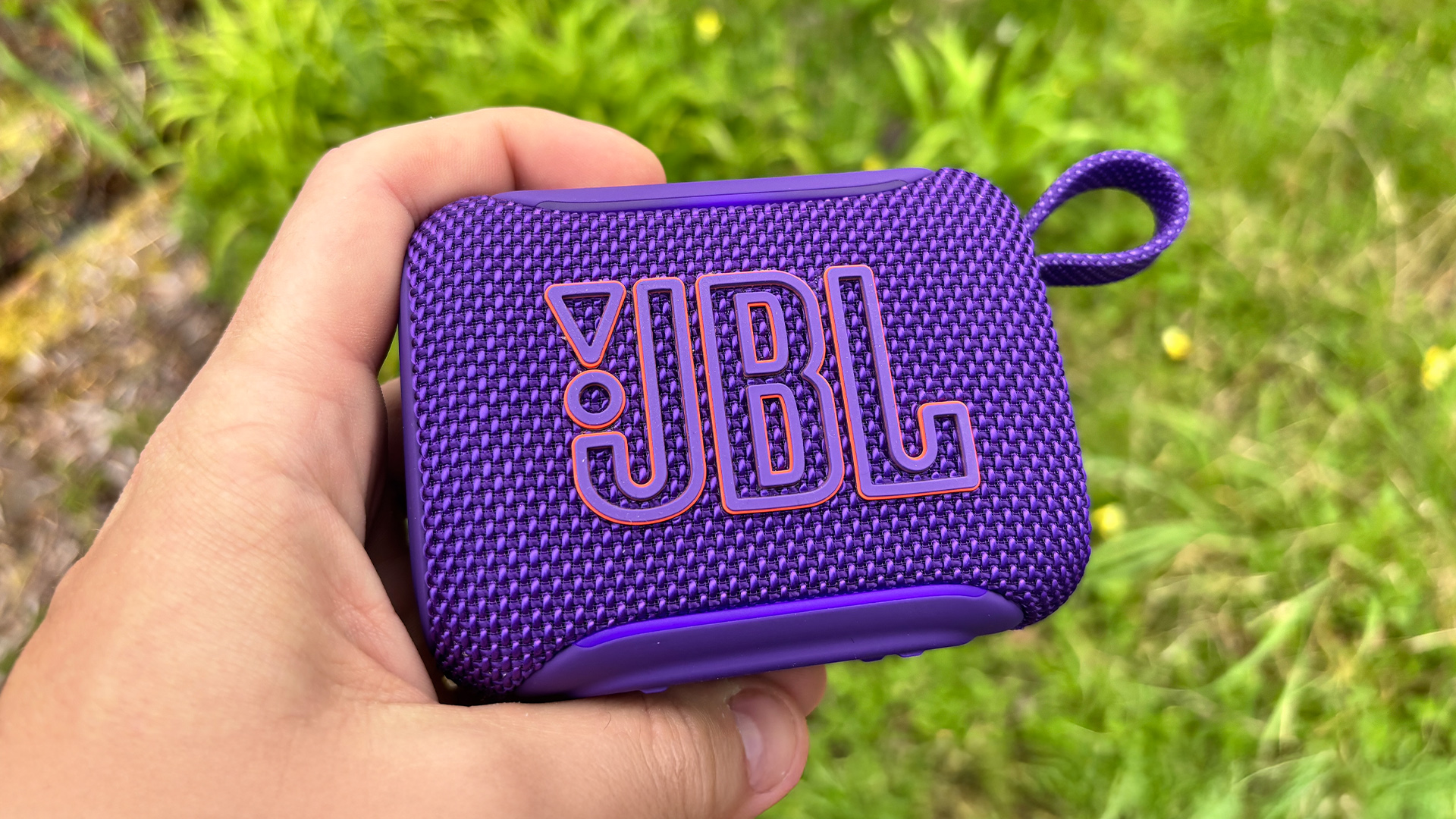 JBL Go 5 speaker in purple finish