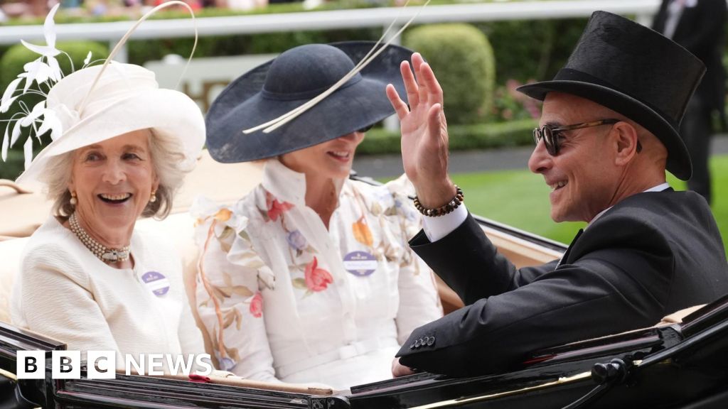 King attends Ladies Day at Royal Ascot with actor Stanley Tucci - BBC