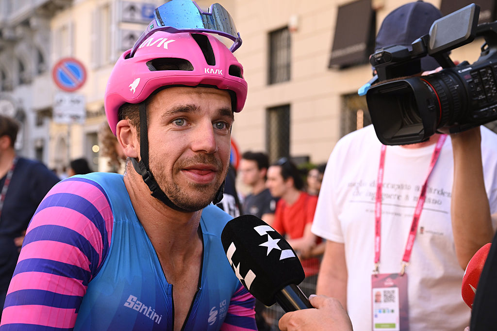 MILAN, ITALY - MAY 24: Dylan Groenewegen of Netherlands and Team Unibet Rose Rockets meets the media press after the 109th Giro d&amp;apos;Italia 2026, Stage 15 a 157km stage from Voghera to Milan / #UCIWT / on May 24, 2026 in Milan, Italy. (Photo by Dario Belingheri/Getty Images)