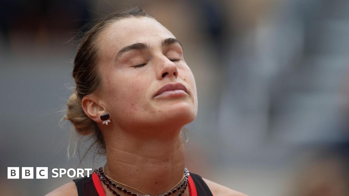 Aryna Sabalenka closes her eyes in disgust during a frustrating French Open quarter-final defeat by Diana Shnaider
