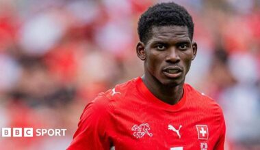 Breel Embolo in action for Switzerland