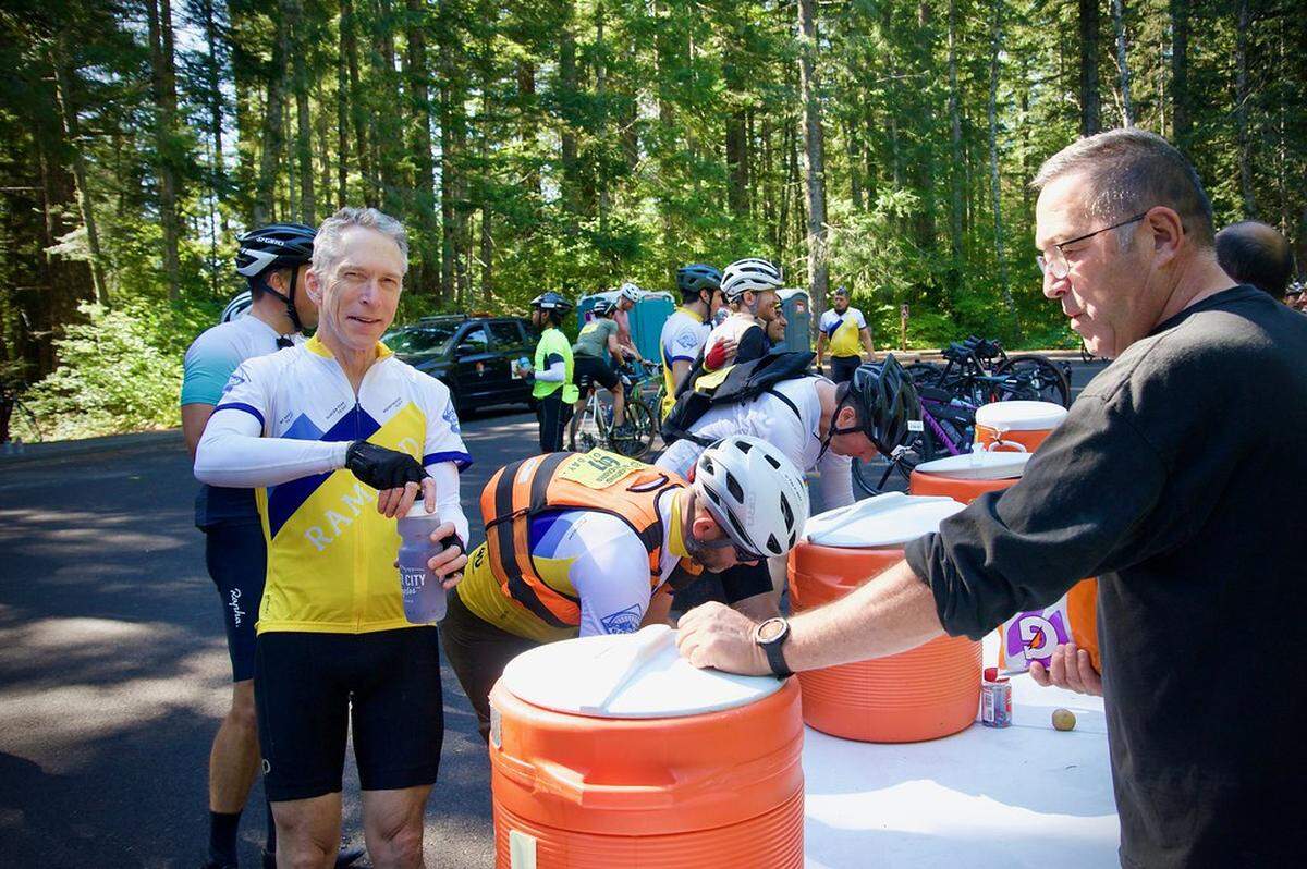 An aid station at the 2024 RAMROD.