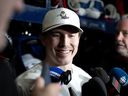 Montréal Canadiens right wing Brendan Gallagher speaks to the media in the locker room as the Canadiens season comes to an end, in Montreal, on Monday, June 1, 2026.