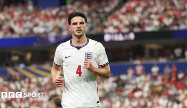 Declan Rice in action for England against Croatia