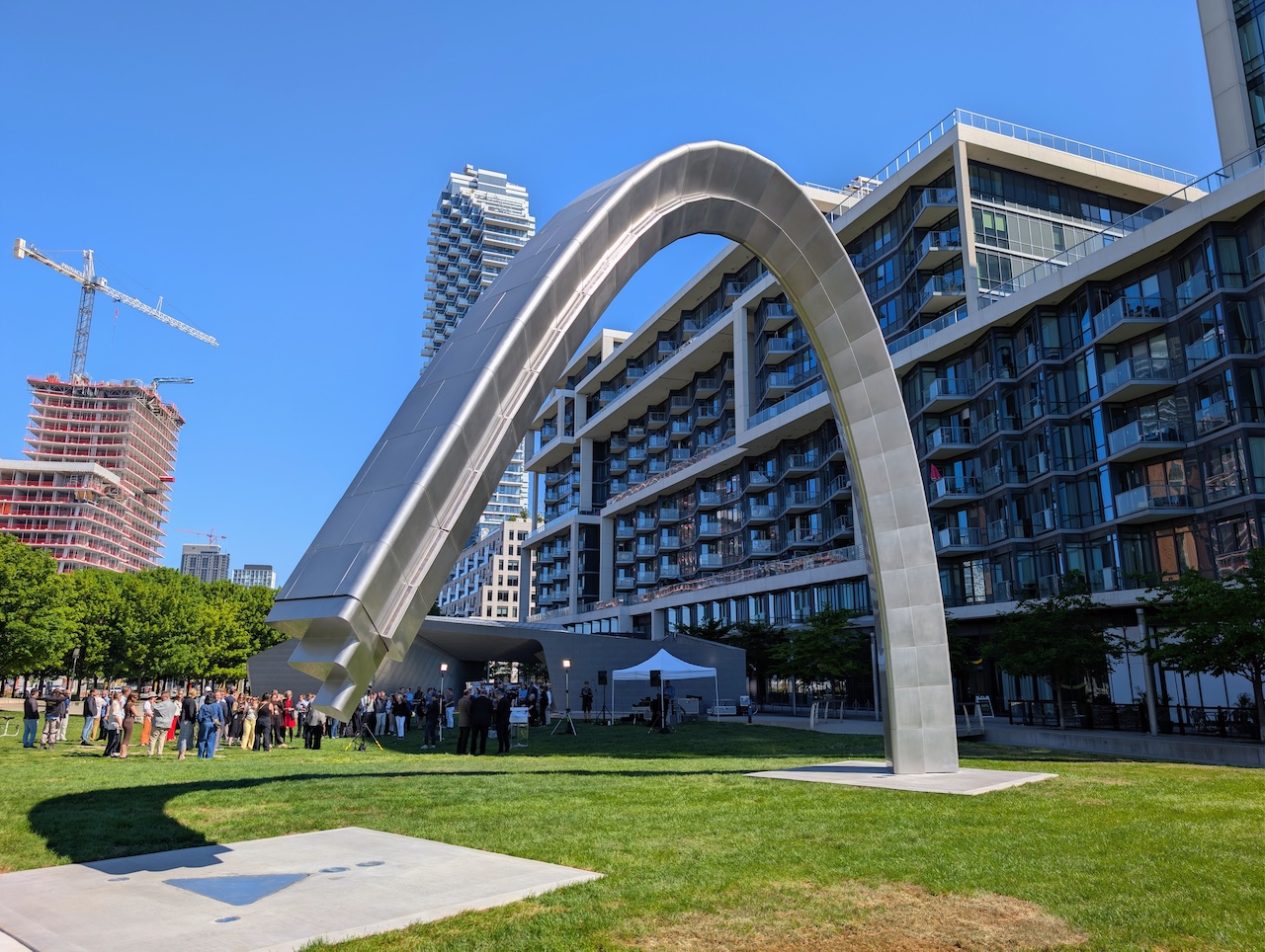 Interactive Public Art Unfinished Arch Lights Up at Sherbourne Common