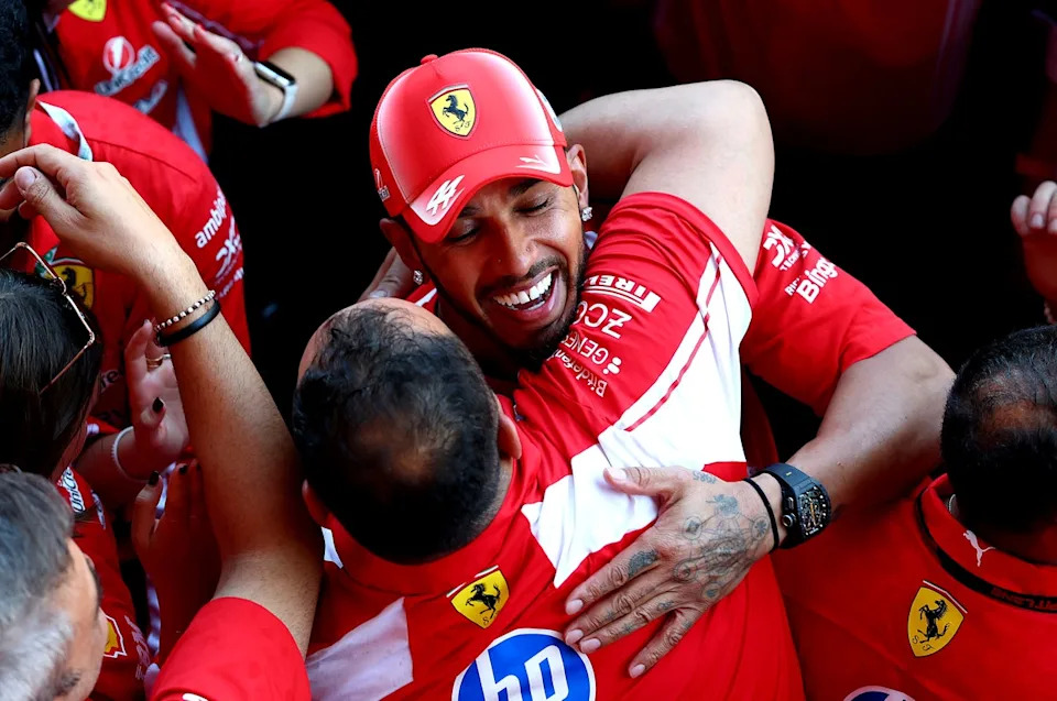 Lewis Hamilton claimed his first grand prix win for Ferrari in Barcelona on Sunday (Getty)