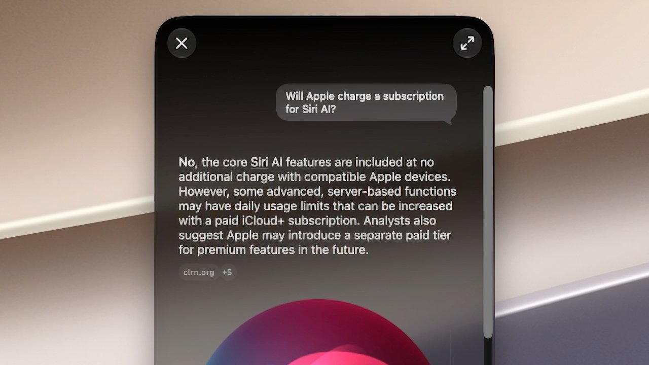 Apple could charge for Siri AI from 2027