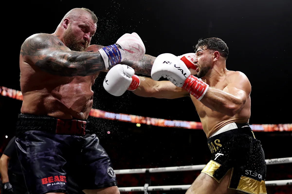 Tommy Fury edges Eddie Hall for Misfits Boxing majority decision win before chaos erupts in the ring