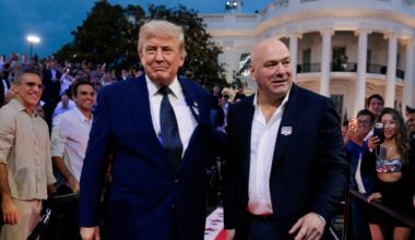 Donald Trump welcomes 85,000 UFC fans to birthday bash on the White House lawn
