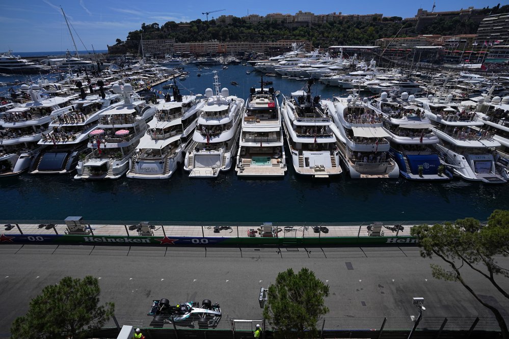 Mercedes driver Andrea Kimi Antonelli of Italy steers his car during the third free practice for the Monaco F1 Grand Prix, at the Monaco racetrack, Saturday, June 6, 2026. (AP Photo/Fatima Shbair)
