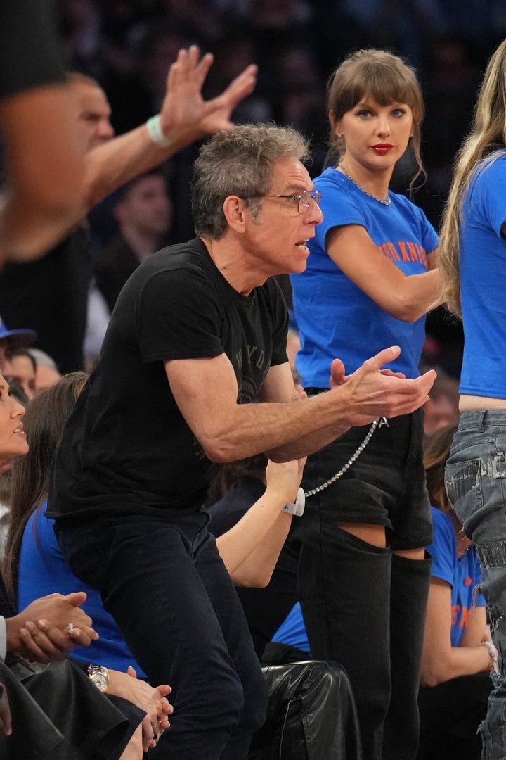 Ben Stiller and Taylor Swift cheer on the Knicks during Game 4. 