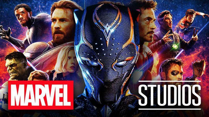 Black Panther with some Avengers and the Marvel Studios logo.
