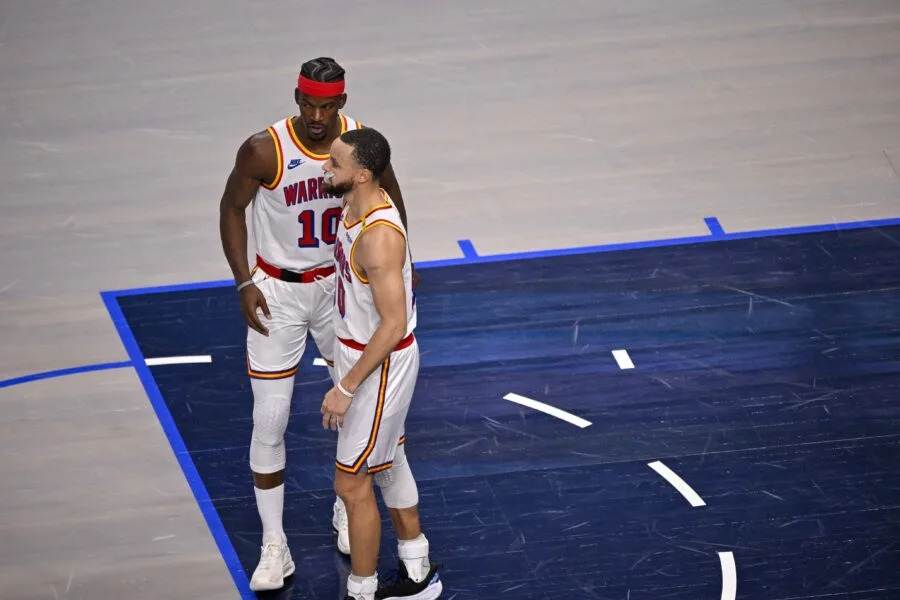Golden State Warriors forward Jimmy Butler and guard Stephen Curry