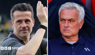 A split picture of Marco Silva and Jose Mourinho