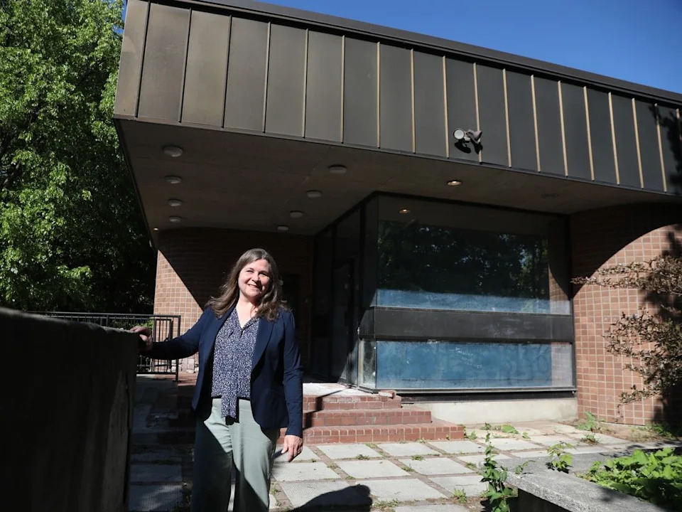 Ottawa Humane Society president, Sharon Miko, is seen in front of this former post office, which the Humane Society intends to convert into a community vet clinic for low-income pet owners.