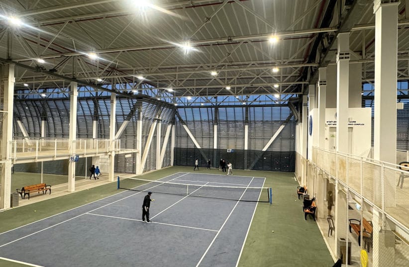 One of the four new indoor tennis courts at Jerusalem’s ITEC.