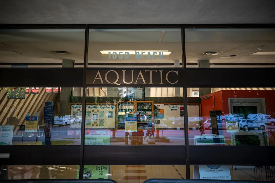 The Vancouver Aquatic Centre is pictured closed in Vancouver, British Columbia on Monday, July 20, 2020.