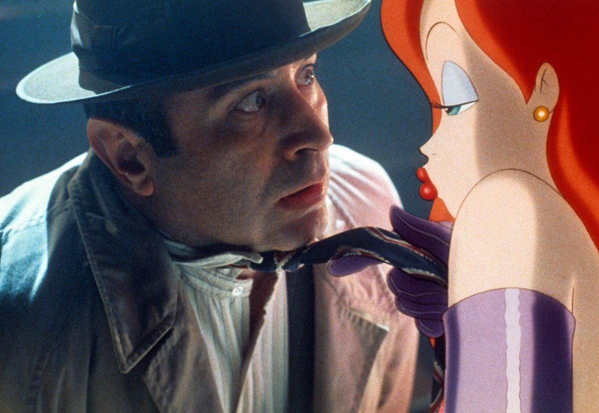 Bob Hoskins and Jessica Rabbit in the film 'Who Framed Roger Rabbit'